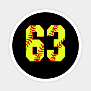 Fastpitch Softball Number 63 #63 Softball Shirt Jersey Uniform Favorite Player Biggest Fan Magnet